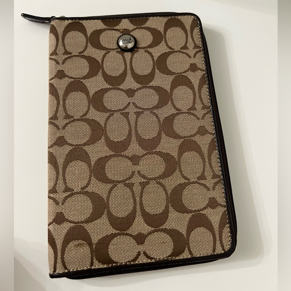 Coach Tan and Brown Authentic notebook holder.